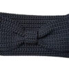 Elegant Black Crochet Bag with Bow - Broad Shoulder Strap