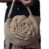 Elegant Golden Crochet Rose Bag - Front View