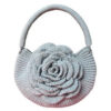 Elegant Silver Crochet Rose Bag - Front View